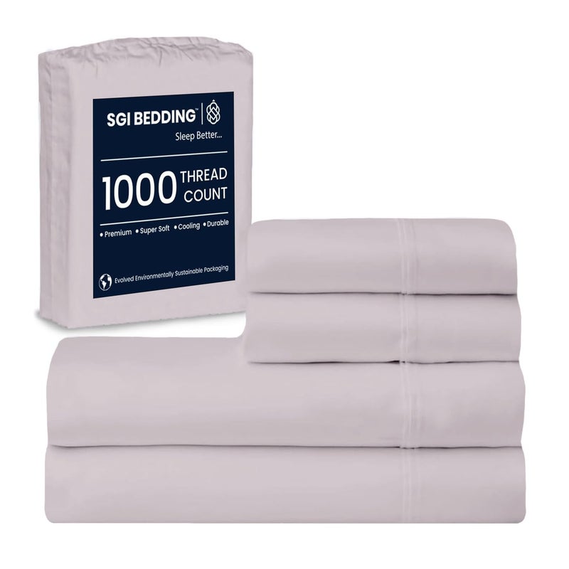 SGI bedding 1000 Thread Count Sheet Set RV King - 100% Egyptian Cotton Sheets â€“ 16" Luxury Deep Pocket Bedding - Soft, Breathable & Premium - Hotel Sheets -Light Gray - Image 1